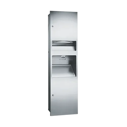 ASI 64672-1 Simplicity™ 3-in-1, Paper Towel Dispenser, High Speed Hand Dryer & Waste Receptacle, Recessed (110-120V)