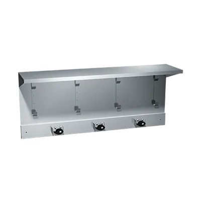 ASI 1308-3 Shelves/Utility Hook & Mop Strip (4 Hooks, 3 Holders) 34”, Surface Mounted