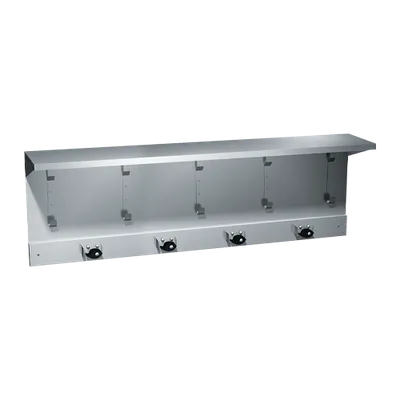 ASI 1308-4 Shelves/Utility Hook & Mop Strip (5 Hooks, 4 Holders) 44”, Surface Mounted