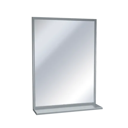 ASI 0605-1824 18" x 24" Interlok Angle Frame Plate Glass Mirror With Shelf