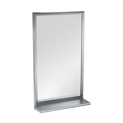 ASI 20655-1830 18" x 30" Stainless Steel Framed Plate Glass Mirror With Shelf