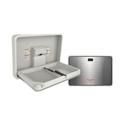 ASI 9022 Baby Changing Station, Horizontal, Plastic/Stainless Steel (Satin Finish), Surface Mounted