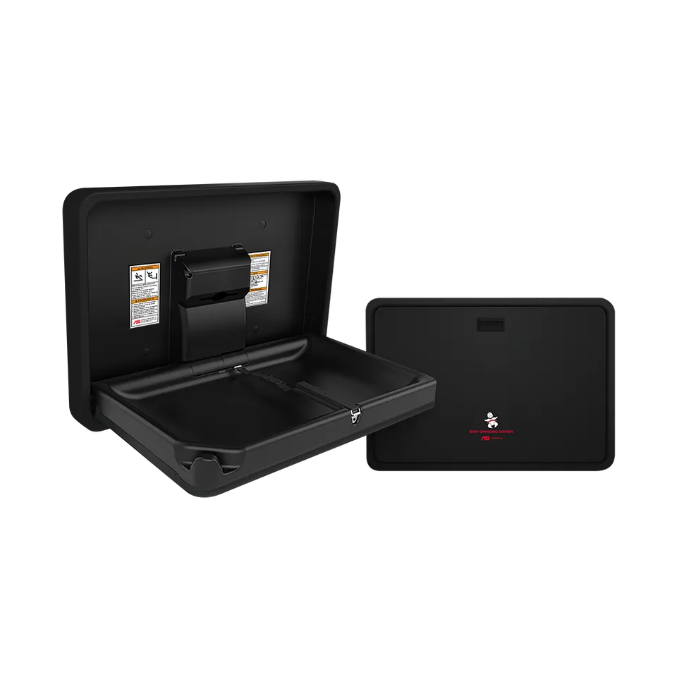 ASI 9026-41 Baby Changing Station, Horizontal, Plastic/Stainless Steel (Matte Black/Matte Black Finish), Surface Mounted