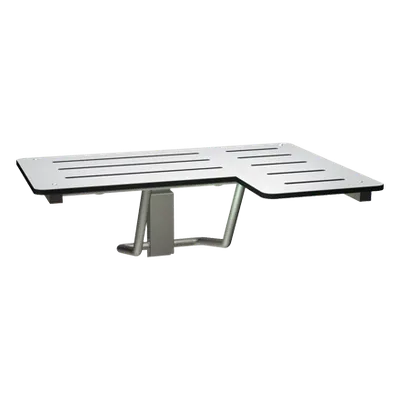 ASI 8206-L Folding Shower Seat, Solid Phenolic, White, L Shaped, 33" wide, Left Hand, ADA