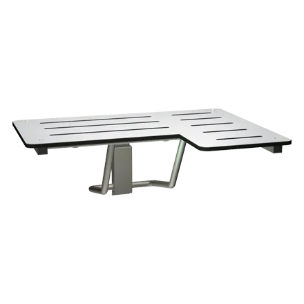 ASI 8206-L Folding Shower Seat, Solid Phenolic, White, L Shaped, 33" wide, Left Hand, ADA