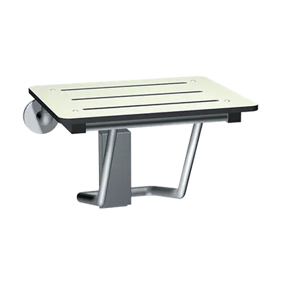 ASI 8203 Folding Shower Seat, Rectangular Solid Phenolic seat, Compact 18" wide, White, ADA