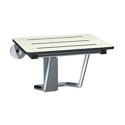 ASI 8203 Folding Shower Seat, Rectangular Solid Phenolic seat, Compact 18" wide, White, ADA