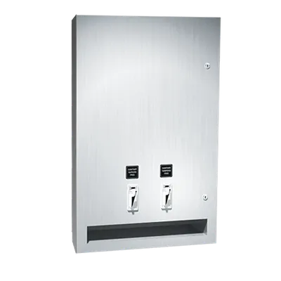 ASI 0468-2-25 Semi-Recessed Sanitary Napkin / Tampon Vendor (25¢ operation)