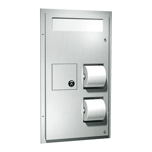 ASI 0481 Toilet Seat Cover & Toilet Tissue Dispenser w/ Napkin Disposal (Dual Access), Partition Mounted