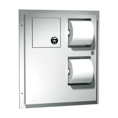ASI 04813 Toilet Tissue Dispenser & Napkin Disposal (Dual Access), Partition Mounted
