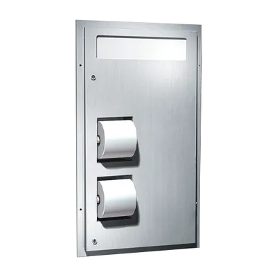 ASI 0484-R Toilet Seat Cover & Toilet Tissue Dispenser (Dual Access), Partition Mounted, Reverse