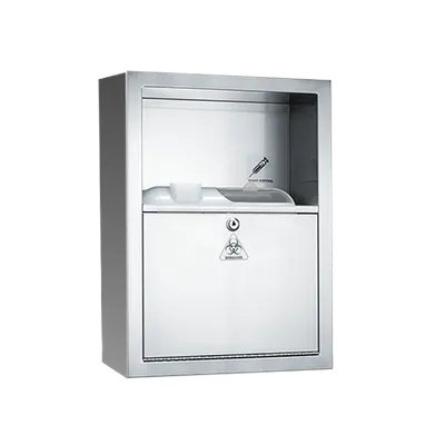 ASI 0548-9 Stainless Steel Sharps Disposal Cabinet, Surface Mounted (container not included)