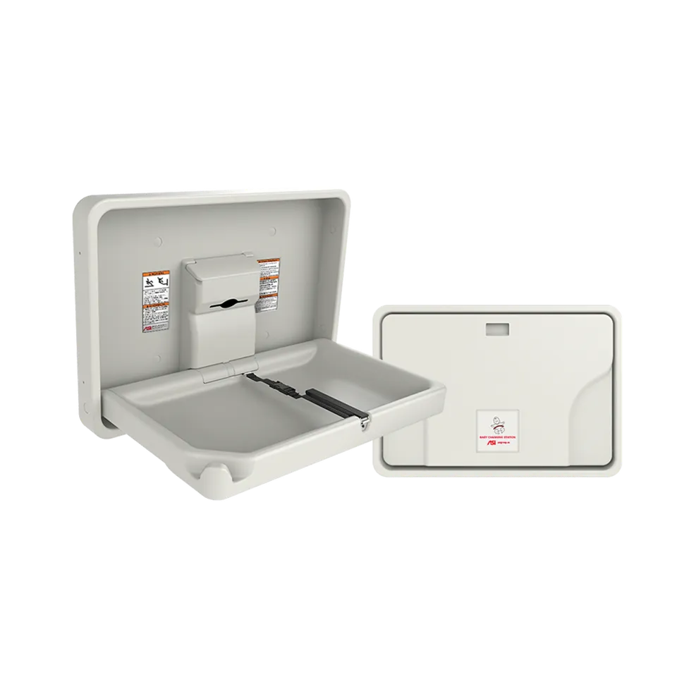 ASI 9014 Baby Changing Station, Horizontal, Plastic, Surface Mounted