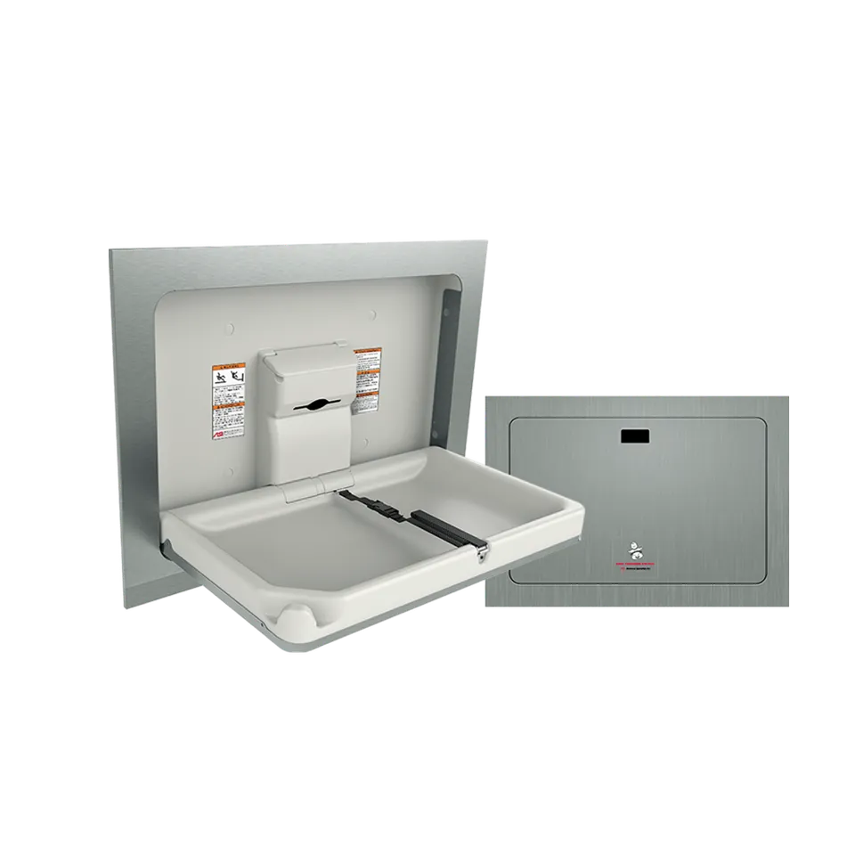 ASI 9018 Baby Changing Station, Horizontal, Stainless Steel, Recessed