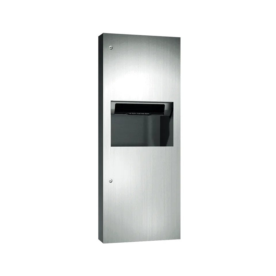 ASI 64696A-6 Simplicity™ Automatic Roll Paper Towel Dispenser & Waste Receptacle, Battery Operated, Semi-Recessed
