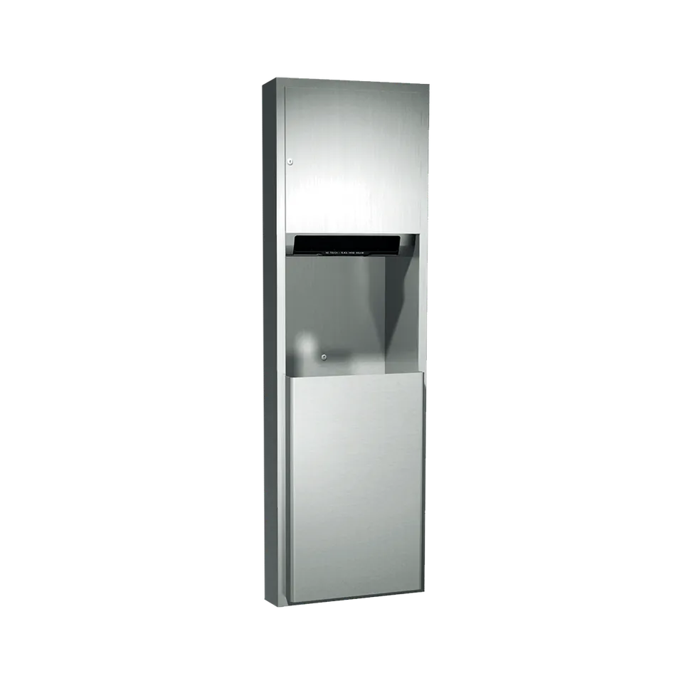 ASI 04692A-6 Traditional™ Automatic Roll Paper Towel Dispenser & Waste Receptacle, Battery Operated, Semi Recessed