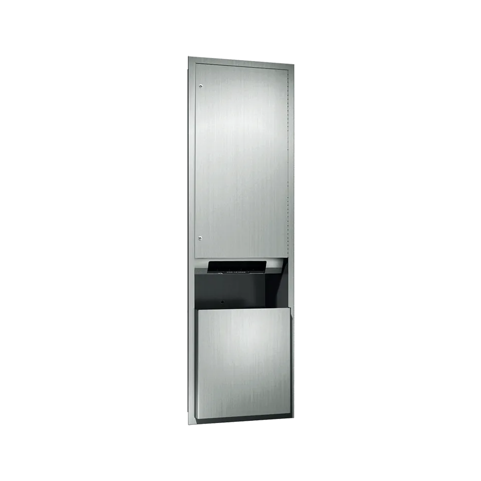ASI 046921A Traditional™ Automatic Roll Paper Towel Dispenser & Waste Receptacle, Battery Operated, Recessed
