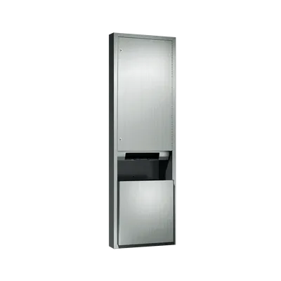 ASI 046921A-6 Traditional™ Automatic Roll Paper Towel Dispenser & Waste Receptacle, Battery Operated, Semi-Recessed