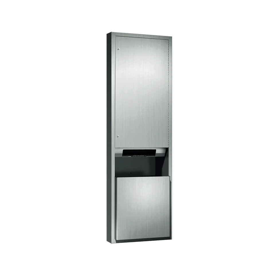 ASI 046921A-6 Traditional™ Automatic Roll Paper Towel Dispenser & Waste Receptacle, Battery Operated, Semi-Recessed