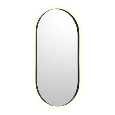 Bobrick B-104 2448.MBLK Pill Shaped Backlit LED Mirror, 24" W x 48" H