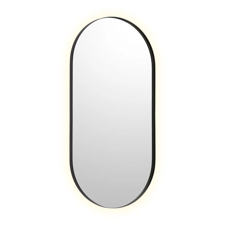 Bobrick B-104 2448.MBLK Pill Shaped Backlit LED Mirror, 24" W x 48" H