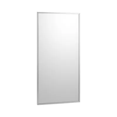 Bobrick B-1658 1830 Channel-Frame Tempered Glass Mirror, Bright Polished Frame, 18" W x 30" H
