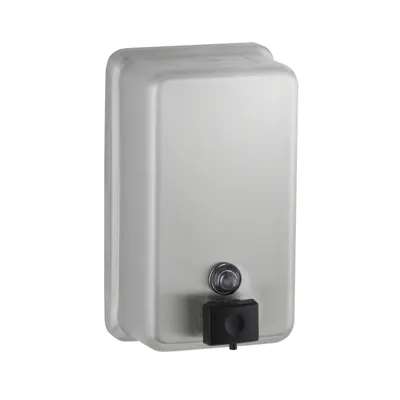 Bobrick B-2111 Surface-Mounted Vertical Manual Liquid Soap Dispenser, Satin Finish, 40-fl oz.