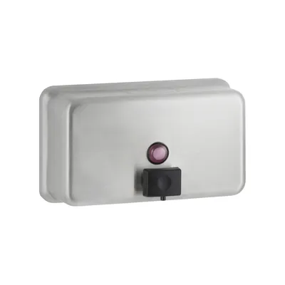 Bobrick B-2112 Surface-Mounted Horizontal Manual Liquid Soap Dispenser, Satin Finish, 40-fl oz.