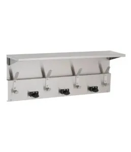 Bobrick B-239 x 34 Surface-Mounted Utility Shelf / Mop Holders / Coat Hooks, Satin Finish