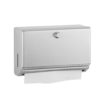 Bobrick B-2621 Surface-Mounted Paper Towel Dispenser, Knob Latch, Satin Finish, 275 Multifold Towels
