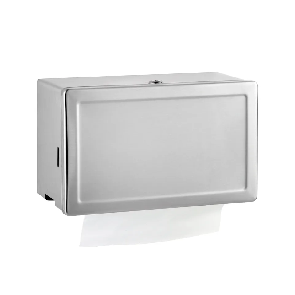 Bobrick B-263 Surface-Mounted Paper Towel Dispenser, Satin Finish, 400 Single-Fold Towels