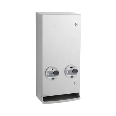 Bobrick B-2706 25 Surface-Mounted Napkin-Tampon Dispenser, 25-Cent Operation, Satin Finish