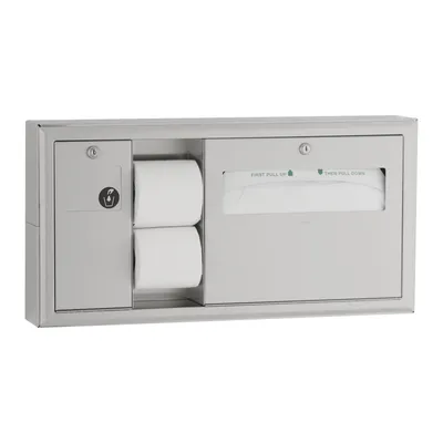 Bobrick B-30919 Surface-Mounted Horizontal Toilet Tissue / Seat-Cover Dispenser / Waste Disposal, Left Side