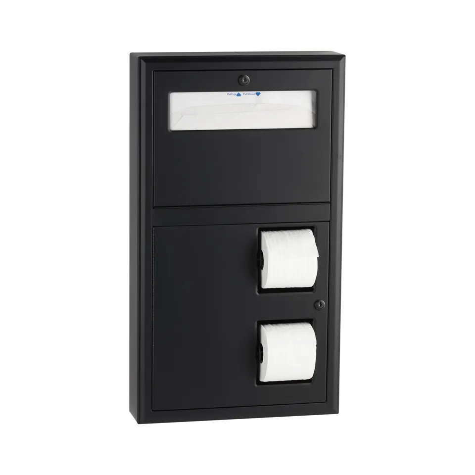 Bobrick B-3479.MBLK Surface-Mounted Toilet Tissue Dispenser and Seat-Cover Dispenser