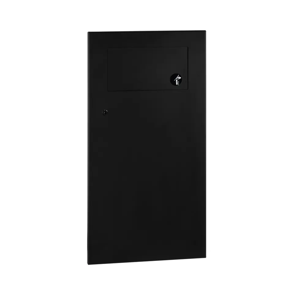 Bobrick B-35633.MBLK Recessed Waste Receptacle with Disposal Door, Matte Black, 3-Gallon