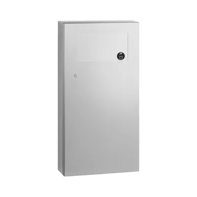 Bobrick B-35639 Surface-Mounted Waste Receptacle with Disposal Door, Satin Finish, 3-Gallon