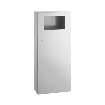 Bobrick B-35649 Surface-Mounted Waste Receptacle, Satin Finish, 12-Gallon