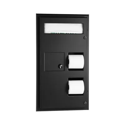Bobrick B-357.MBLK Partition-Mounted Toilet Tissue / Seat Cover Dispenser / Waste Disposal, Matte Black