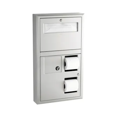Bobrick B-3579 Surface-Mounted Toilet Tissue / Seat Cover Dispenser / Waste Disposal