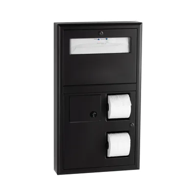 Bobrick B-3579.MBLK Surface-Mounted Toilet Tissue / Seat Cover Dispenser / Waste Disposal