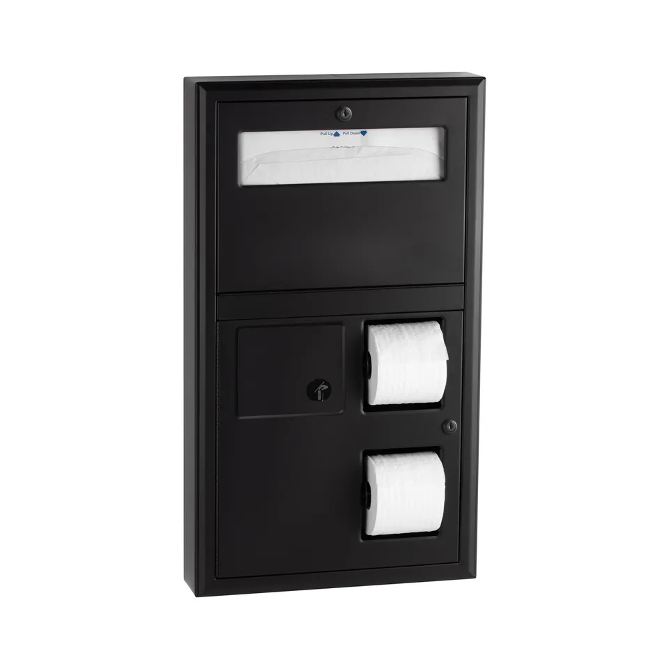 Bobrick B-3579.MBLK Surface-Mounted Toilet Tissue / Seat Cover Dispenser / Waste Disposal