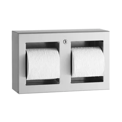Bobrick B-3588 Surface-Mounted Toilet Tissue Dispenser, Satin Finish, Two Rolls
