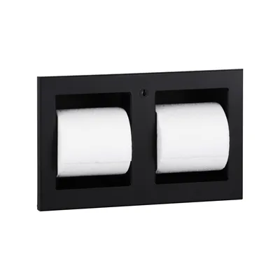 Bobrick B-35883.MBLK Recessed Toilet Tissue Dispenser, Matte Black, Two Rolls