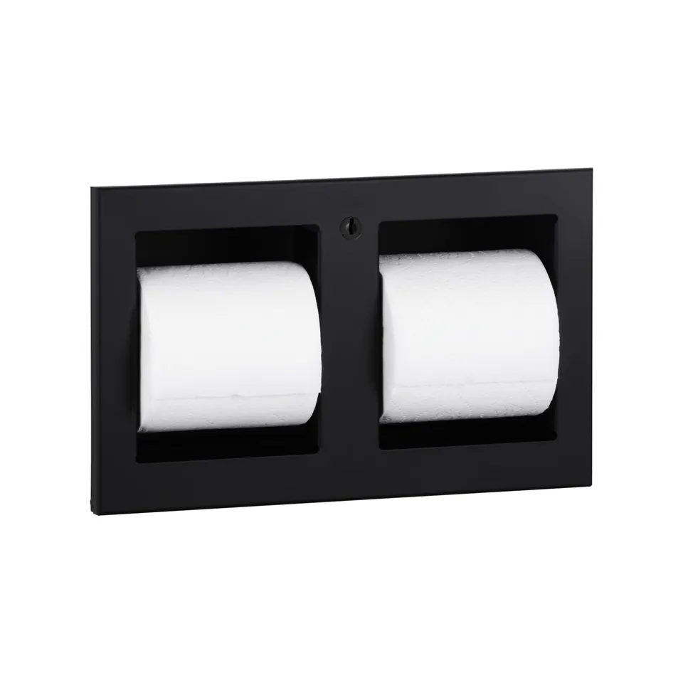 Bobrick B-35883.MBLK Recessed Toilet Tissue Dispenser, Matte Black, Two Rolls