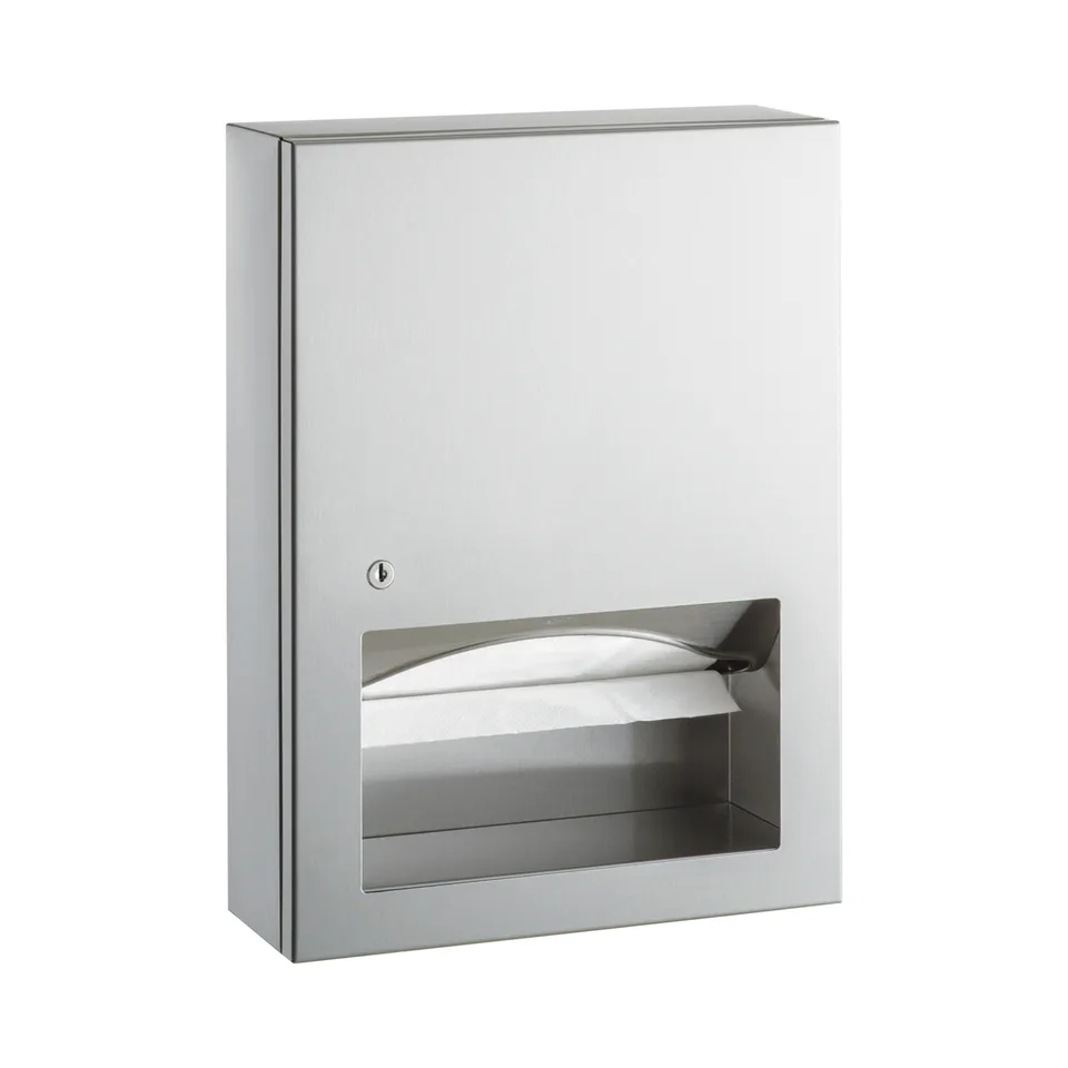 Bobrick B-359039 Surface-Mounted Paper Towel Dispenser, Satin Finish, 400 Multifold Towels