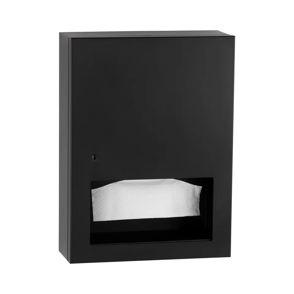 Bobrick B-359039.MBLK Surface-Mounted Paper Towel Dispenser, Matte Black, 400 Multifold Towels