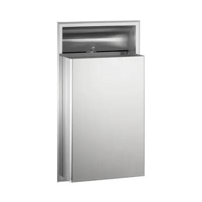 Bobrick B-3644 Recessed Waste Receptacle, Satin Finish, 12-Gallon