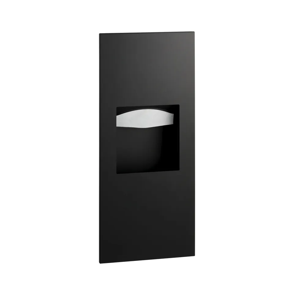 Bobrick B-36903.MBLK Recessed Paper Towel Dispenser and Waste Receptacle, Matte Black, 1.6-Gallon Waste