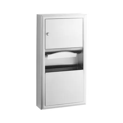 Bobrick B-3699 Surface-Mounted Paper Towel Dispenser and Waste Receptacle, Satin Finish, 2-Gallon Waste
