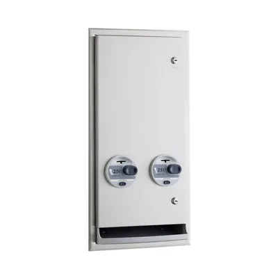 Bobrick B-3706 25 Recessed Napkin-Tampon Dispenser, 25-Cent Operation, Satin Finish